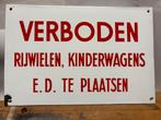 Verboden rijwielen emaille bord., Ophalen of Verzenden