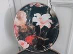 stevig, rond, houten dienblad met bloemen motief 40 cm, Ophalen of Verzenden, Zo goed als nieuw, Rond, Hout