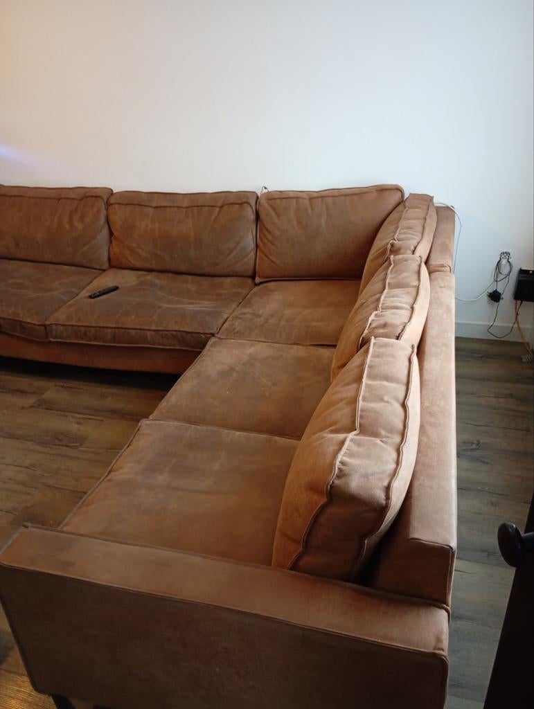 Leren hoekbank 280x240 cm, Ophalen of Verzenden, Gebruikt, Leer