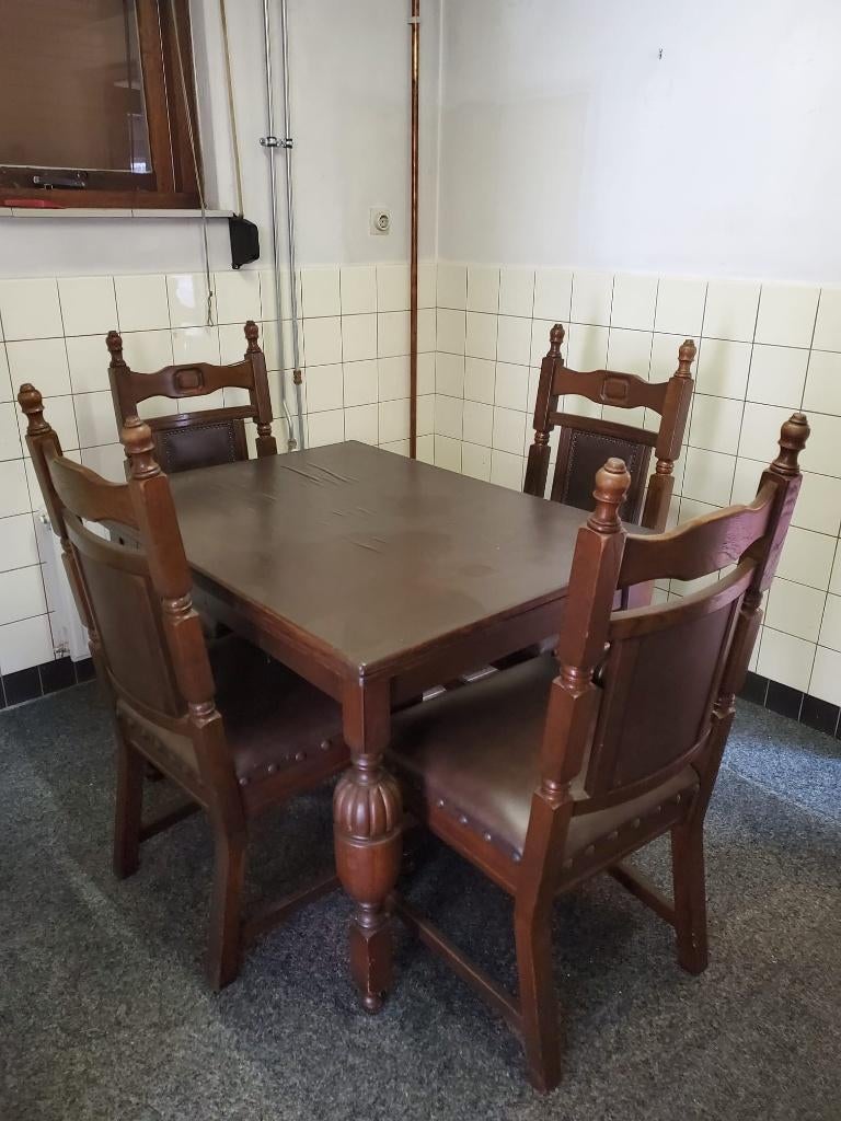 Tafel met 4 stoelen Antiek, Antiek en Kunst, Antiek | Meubels | Stoelen en Banken, Ophalen