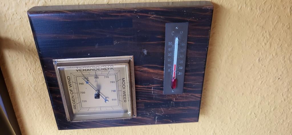 Vintage Weerstation met Barometer en Thermometer, Ophalen, Gebruikt, Weerstation