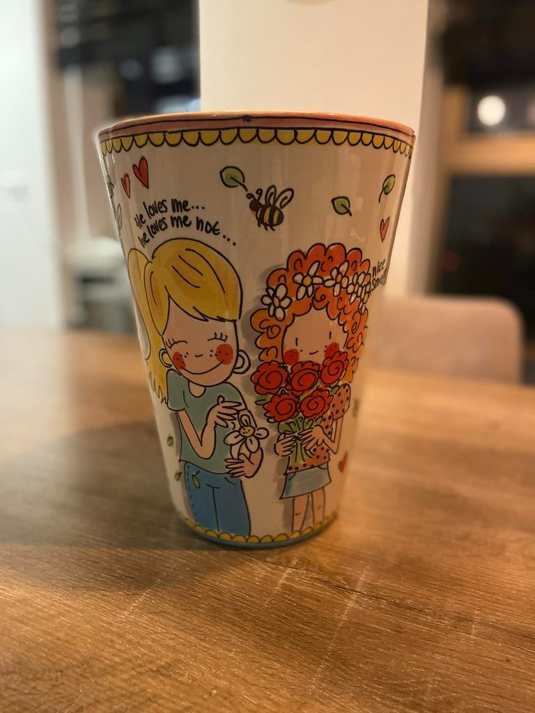 Blond Amsterdam Vaas 'I Love Flowers', Wit, Aardewerk of Porselein, Ophalen of Verzenden, Zo goed als nieuw
