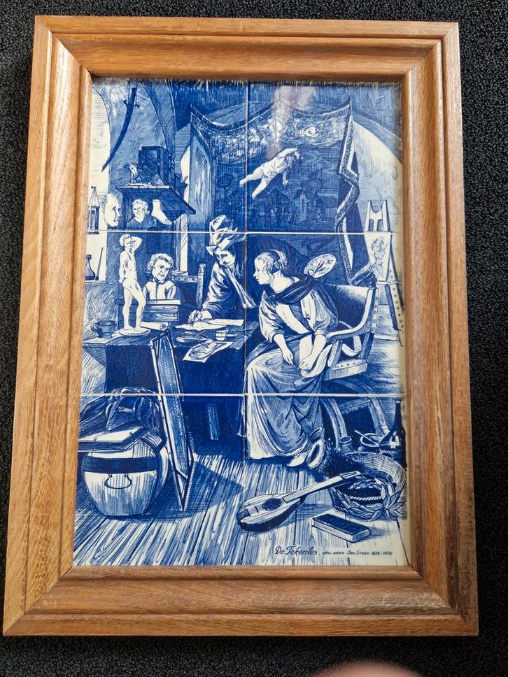 Wandbord met tegels, De Tekenaar, Antiek en Kunst, Antiek | Wandborden en Tegels, Ophalen of Verzenden