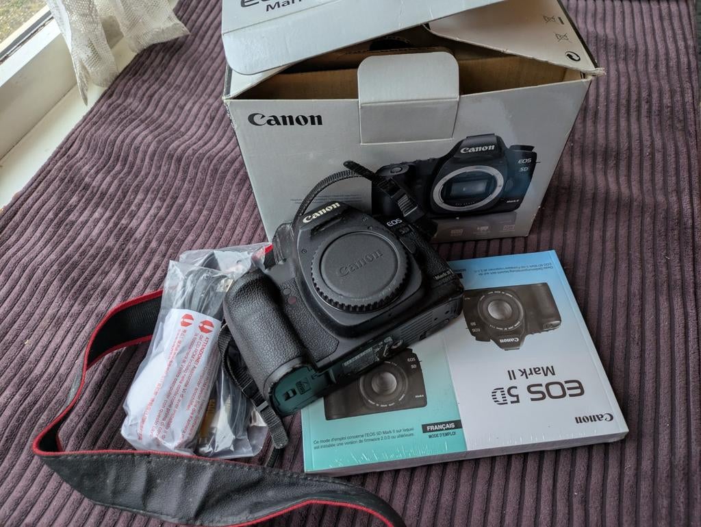 Canon 5D Mark II met doos en kabels, Audio, Tv en Foto, Fotocamera's Digitaal, Ophalen of Verzenden, Gebruikt, Canon, Geen optische zoom