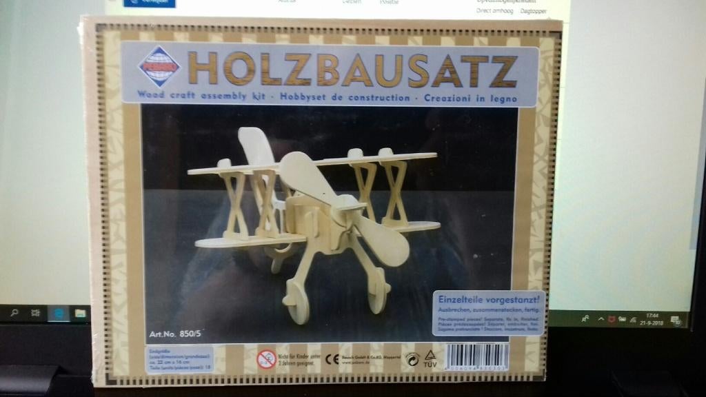 Houten vliegtuig dubbeldekker, bouwpakket, Voertuigen, Overige typen, Nieuw, Overige merken