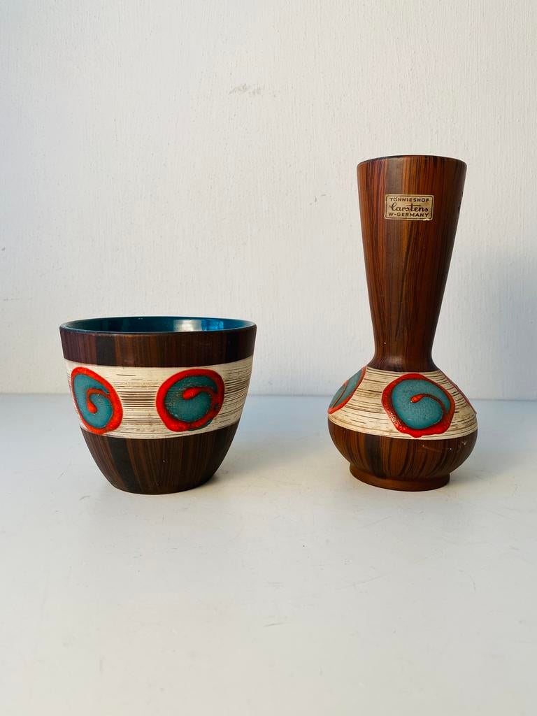 Carstens keramiek bloempot en vaas , jaren 60