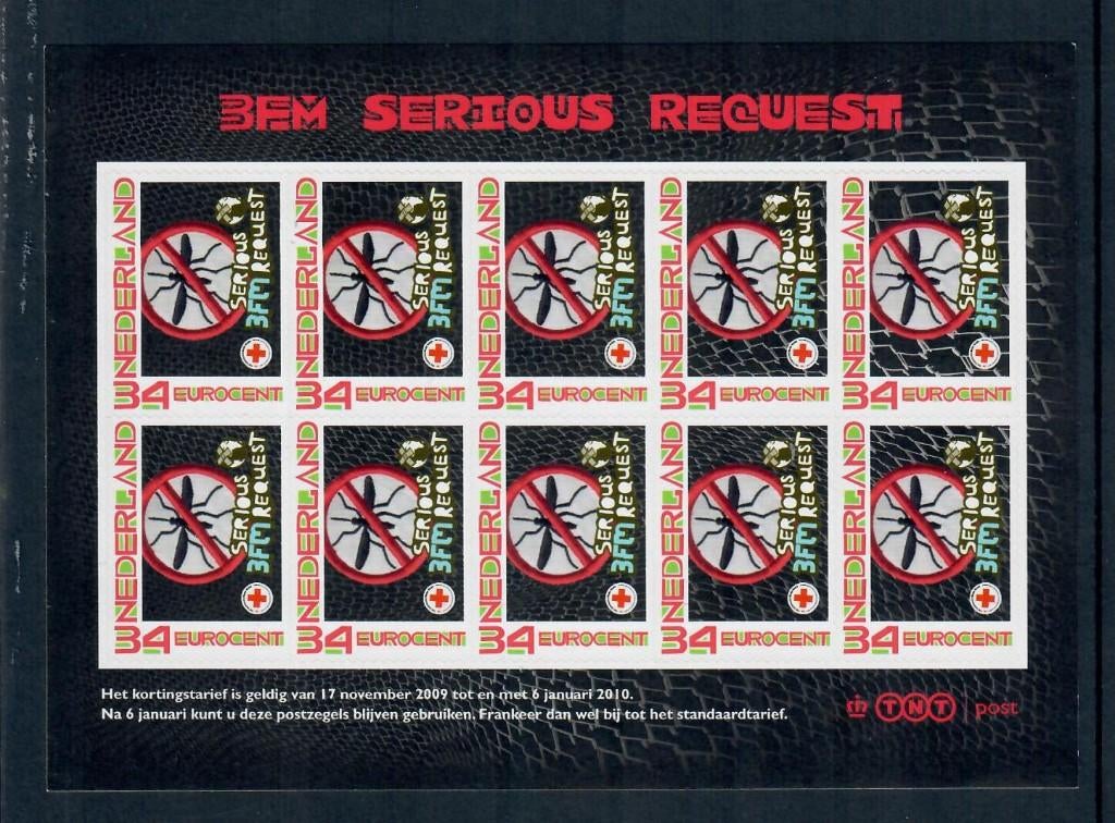 Postzegels 3FM Serious Request 2009 en 2010, Ophalen of Verzenden, Na 1940, Postfris