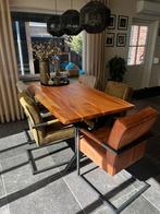 Eettafel met 6 lederen stoelen + salon tafel, Ophalen, 50 tot 100 cm, Zo goed als nieuw, 150 tot 200 cm
