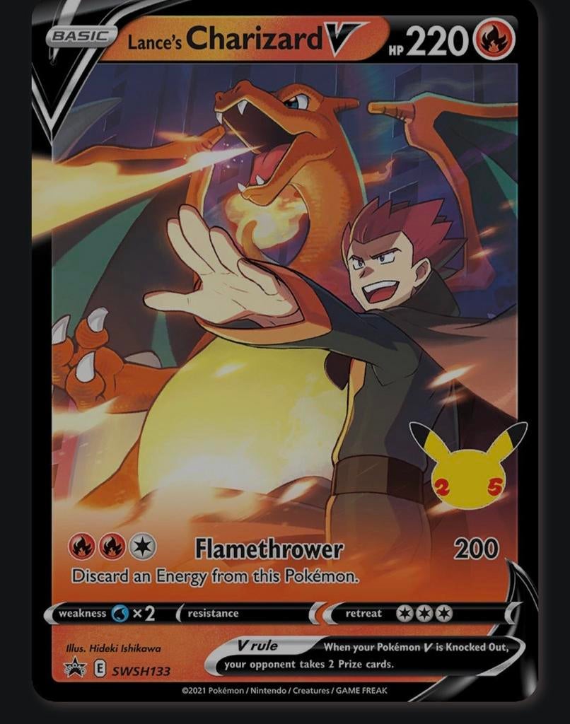 Lance's Charizard V SWSH133 Pokémon Kaart Celebrations, Hobby en Vrije tijd, Verzamelkaartspellen | Pokémon, Ophalen, Zo goed als nieuw