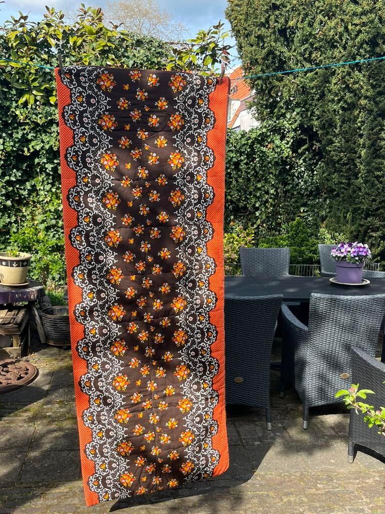 Vintage slaapzak oranje bruin geel retro, Ophalen of Verzenden, Zo goed als nieuw