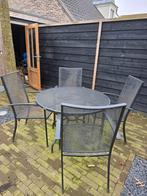 Kettler metalen tuinset: ronde tafel, 4 stoelen + kussens, Tuin en Terras, Ophalen, Gebruikt, Tuinset, Eettafel