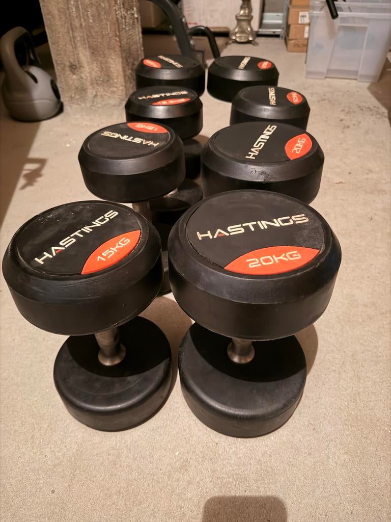 Hastings Dumbbells - 12.5, 15, 17.5, 20kg Gewichten, Ophalen, Gebruikt, Armen, Dumbbell