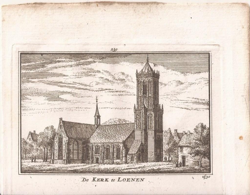 De Kerk te Loenen 1650 Kopergravure Abraham Rademaker, Ophalen of Verzenden