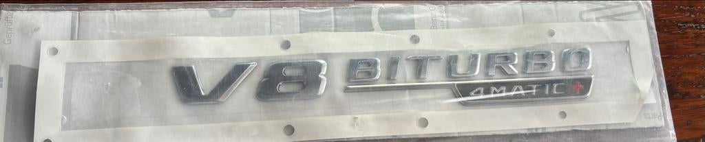 V8 BITURBO 4MATIC Embleem Sticker Chroom Mercedes AMG, Ophalen of Verzenden