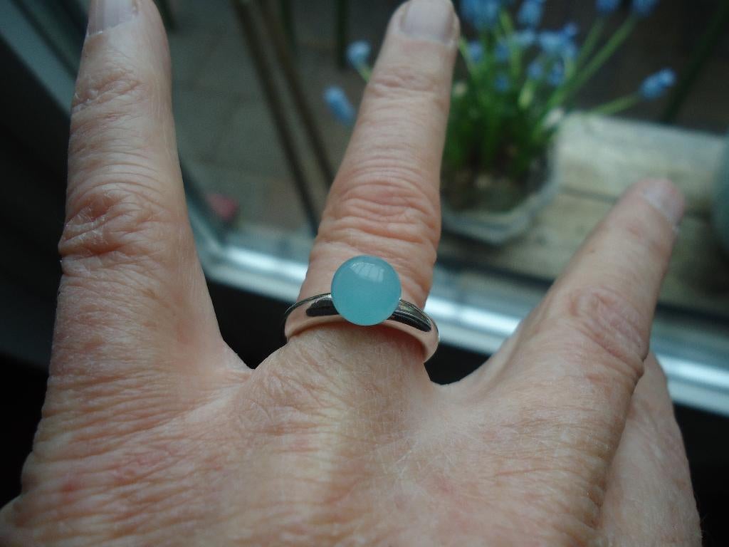 mooie echt zilveren TISENTO ring met ijsblauw bolletje 16,75, Ophalen of Verzenden, Dame, Zilver, Zilver