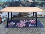 Stevige eettafel met houten blad en metalen poten155x80x2.7, Huis en Inrichting, Tafels | Eettafels, Ophalen, Gebruikt, 50 tot 100 cm