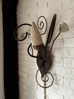 3 Italiaanse smeedijzeren lampen met melkglas, Ophalen of Verzenden, Zo goed als nieuw