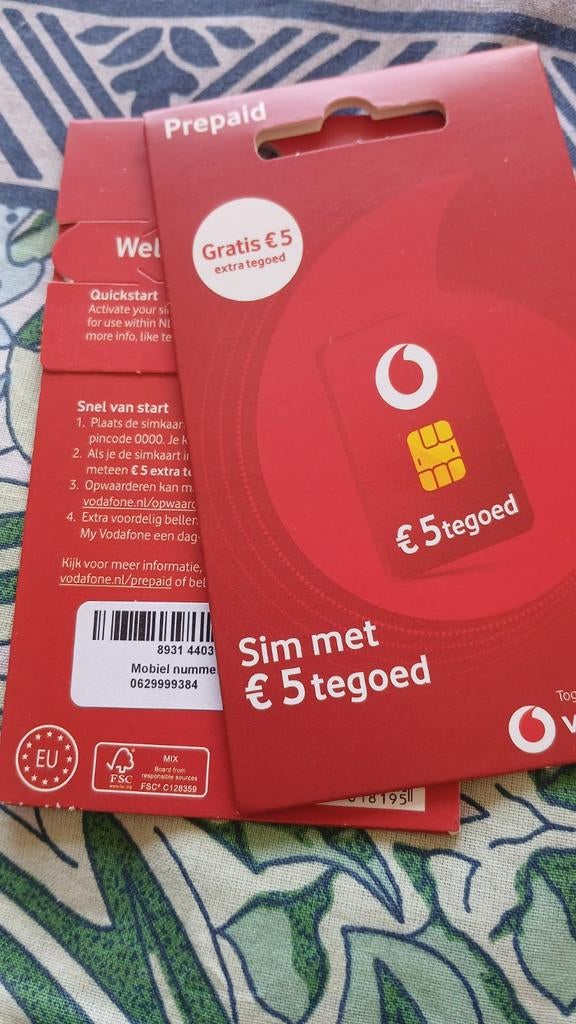 0629999384 Uitstekend top nummer Vodafone prepaid simkaart, Verzenden, Nieuw, Vodafone, Simkaart