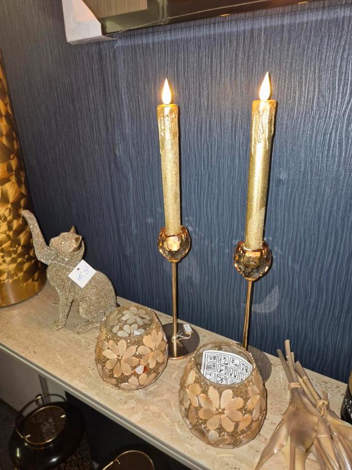 Sfeervolle Gouden Mozaïek Waxinelichthouder Glas, Huis en Inrichting, Woonaccessoires | Kandelaars en Kaarsen, Nieuw, Kandelaar