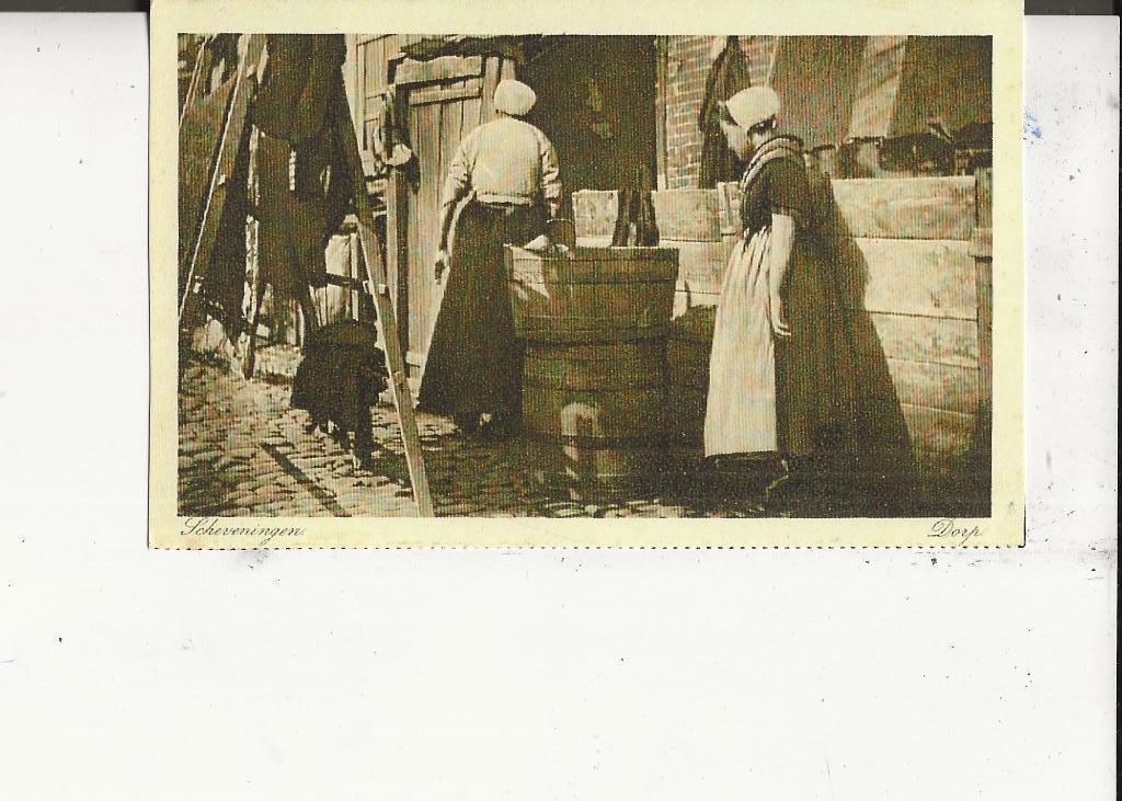 Scheveningen Dorp Waschdag met teil en droogrek, Ophalen of Verzenden, 1920 tot 1940, Ongelopen, Zuid-Holland