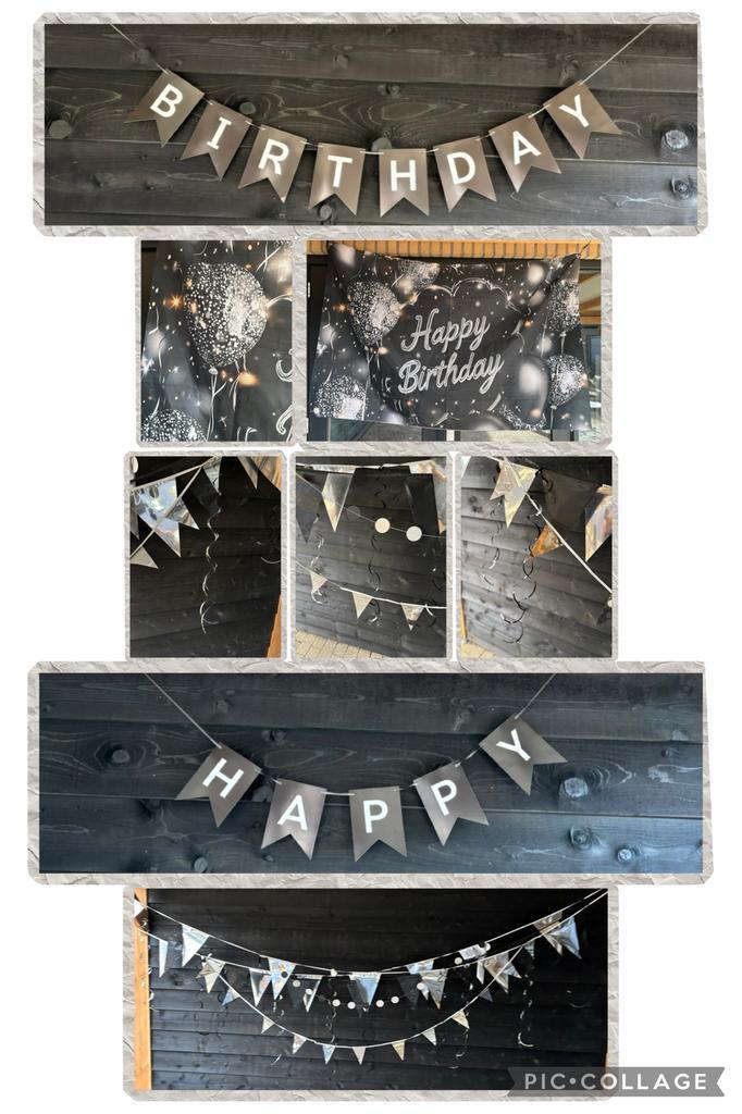 Verjaardag versierpakket zwart/zilver, Hobby en Vrije tijd, Feestartikelen, Zo goed als nieuw, Versiering, Verjaardag, Ophalen of Verzenden