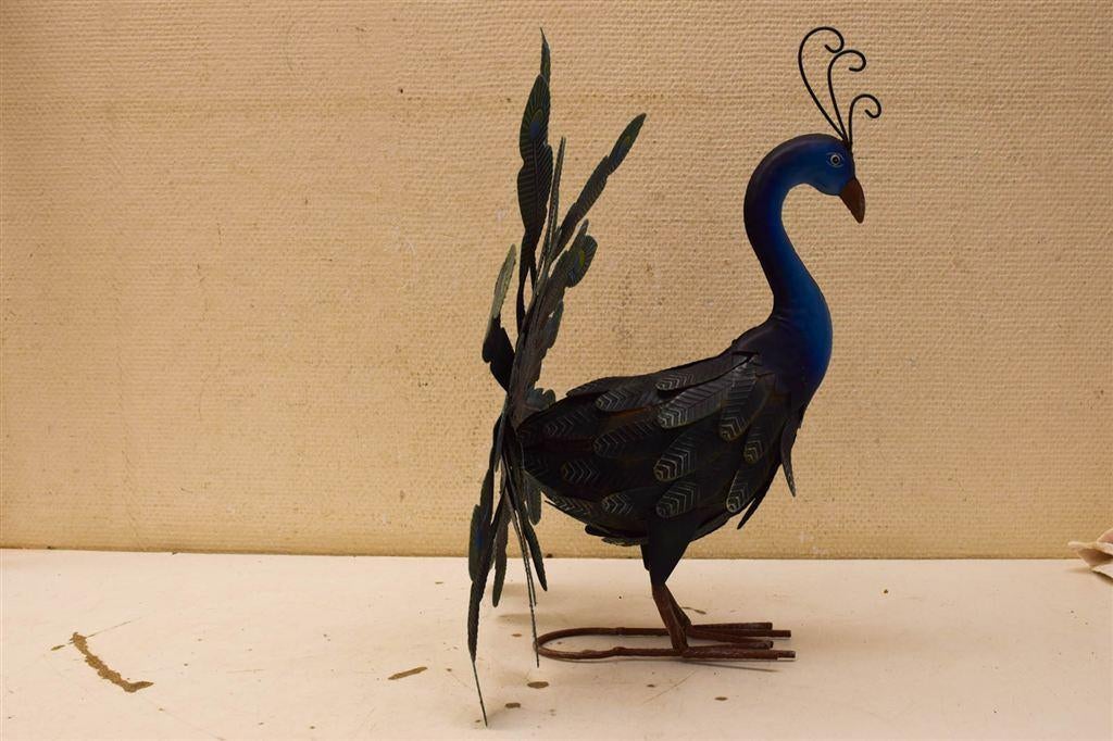 Metalen beeld van een Pauw 50625, Tuin en Terras, Tuinbeelden, Ophalen of Verzenden, Gebruikt, Metaal