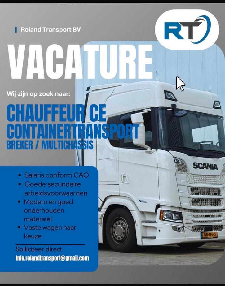 CE chauffeur gezocht - zeecontainers, Vacatures, Vacatures | Chauffeurs, Overige niveaus, Starter, Overige vormen