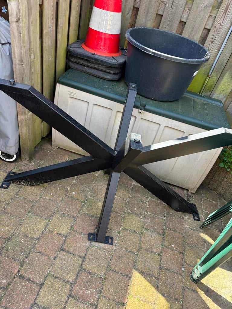 Zwarte kruispoot tafelpoot voor diverse tafelbladen, Tafelpoot, Gebruikt, 50 tot 100 cm, Ophalen of Verzenden