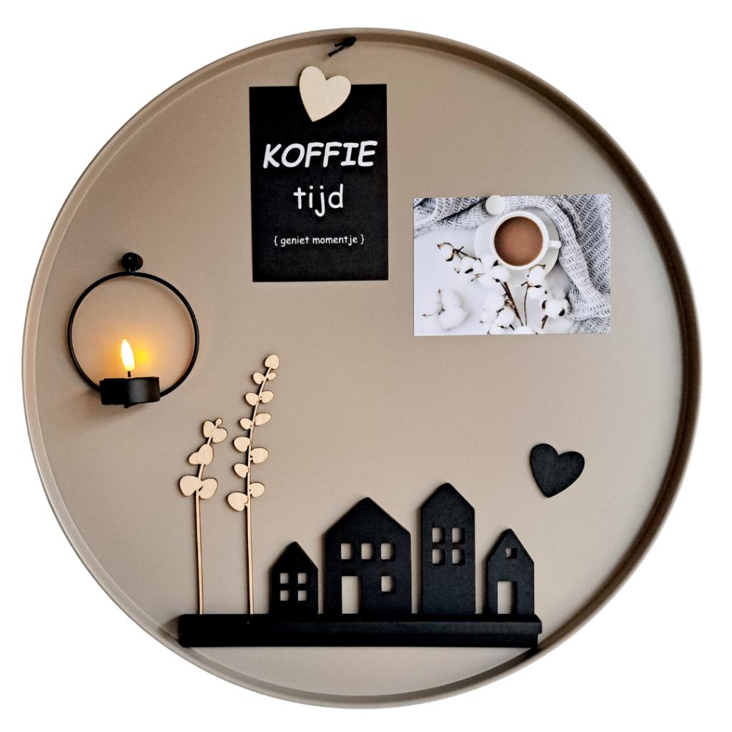 Magneetbord taupe rond 50cm, Huis en Inrichting, Woonaccessoires | Memoborden, Nieuw, Magneetbord, Ophalen of Verzenden