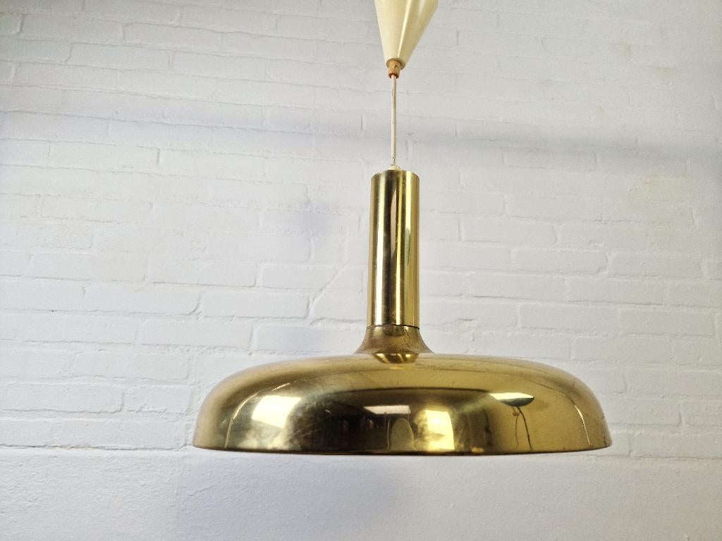 Sölken Leuchten hanglamp, 1960s, Gebruikt, -, Mid-century, sölken leuchten, vintage, goud, messing, hollywood, Ophalen of Verzenden