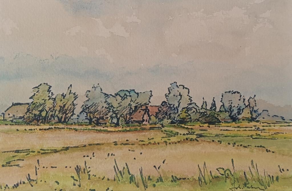 Johan Faber (1902-1979) - Gronings landschap, Antiek en Kunst, Kunst | Schilderijen | Klassiek, Ophalen of Verzenden