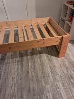 Houten bed 90x200 met lattenbodem en 3 lades, Gebruikt, 90 cm, Eenpersoons, Bruin