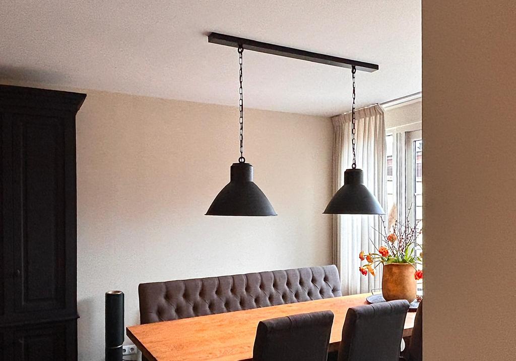 Zwarte metalen hanglamp, Ophalen, Zo goed als nieuw, Metaal, Minder dan 50 cm