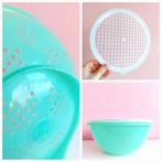 3-delige set Tupperware set - dubbele vergiet, kom jadegroen, Ophalen of Verzenden, Zo goed als nieuw, Blauw, Bak of Kom