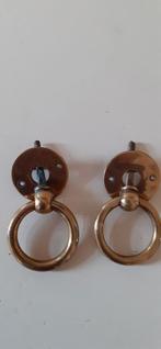 2 antieke messing lade ringen, Ophalen of Verzenden, Koper