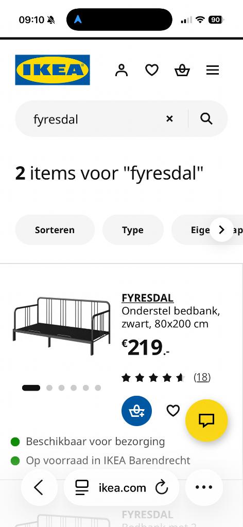 FYRESDAL Bedbank IKEA, Ophalen, Verstelbaar, Zwart, Bedbank