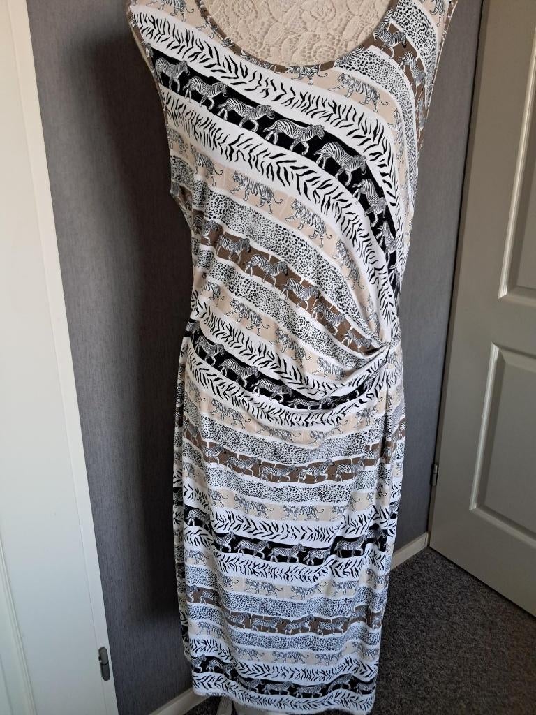 Jurk Bloomings kleur : Wit beige zwart Maat : L, Overige kleuren, Maat 42/44 (L), Ophalen of Verzenden, Zo goed als nieuw