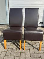 Leren eetkamerstoelen, Huis en Inrichting, Stoelen, Ophalen, Gebruikt, Bruin, Vijf, Zes of meer stoelen