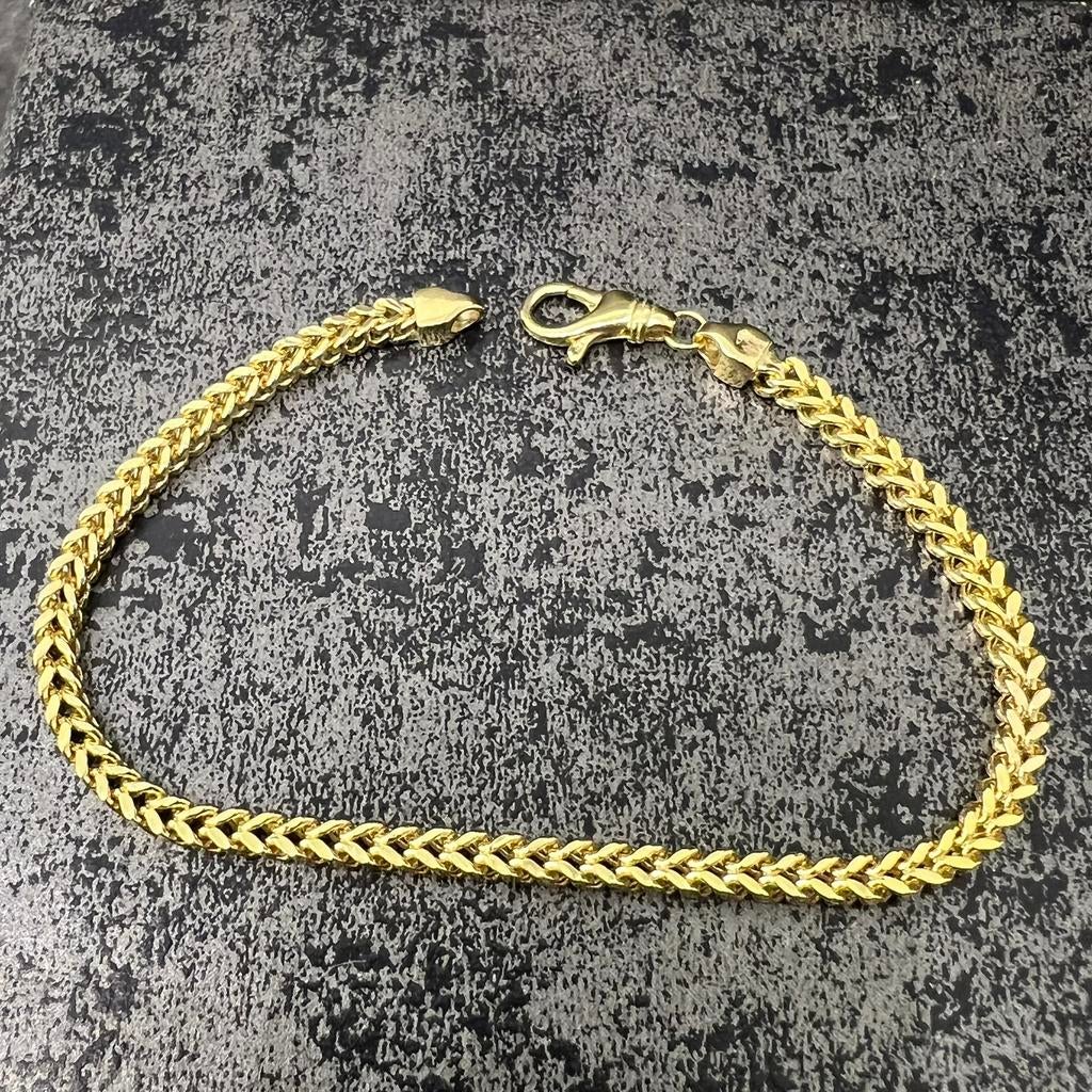 14 karaats gouden armband vossenstaart schakel, Ophalen of Verzenden, Zo goed als nieuw, Goud