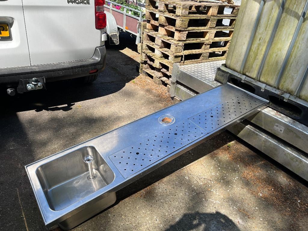 RVS Lekblad met Spoelbak links., Gebruikt, Franke, Ophalen, Overige merken