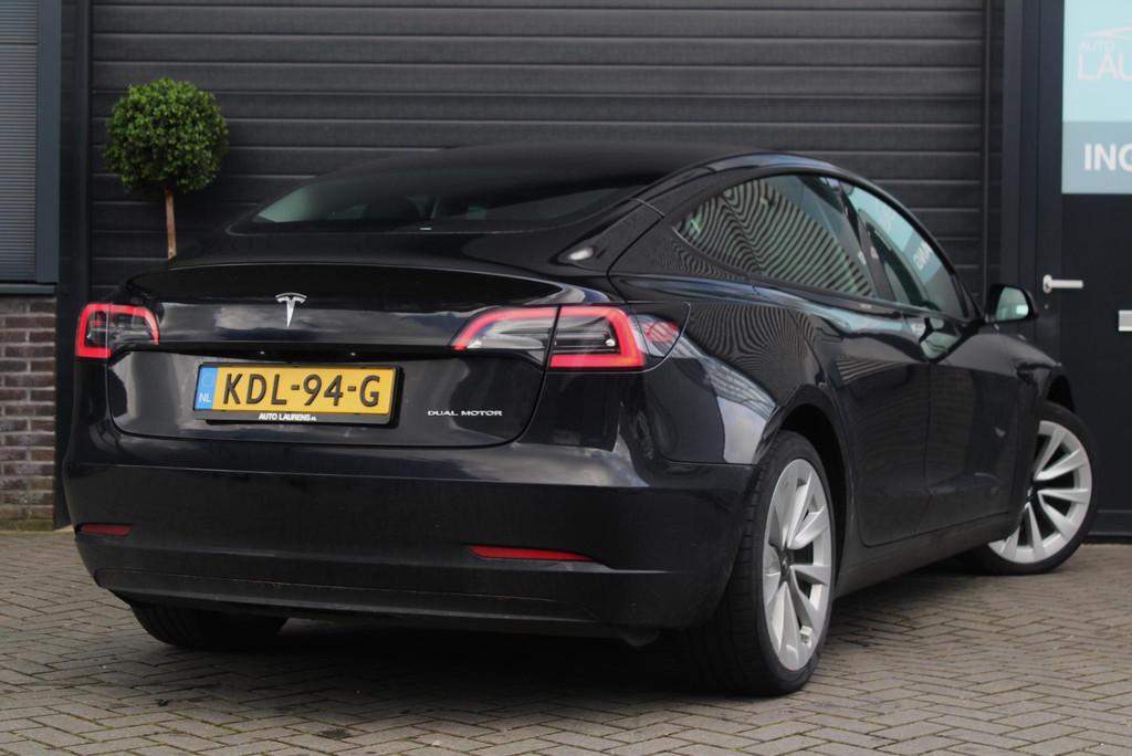 Tesla Model 3 Long Range AWD 75 kWh | 93.5% SOH | Trekhaak |, Auto's, Tesla, Automaat, Stof, Gebruikt, Zwart
