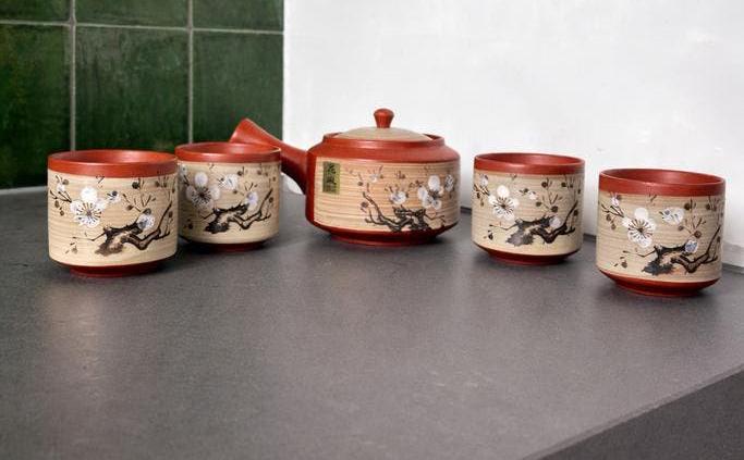 Japanse theeset aardewerk, Antiek en Kunst, Antiek | Servies compleet, Ophalen of Verzenden