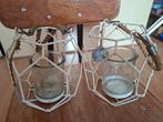 2 metalen frames met glazen pot voor kaars, Huis en Inrichting, Woonaccessoires | Kandelaars en Kaarsen, Ophalen of Verzenden
