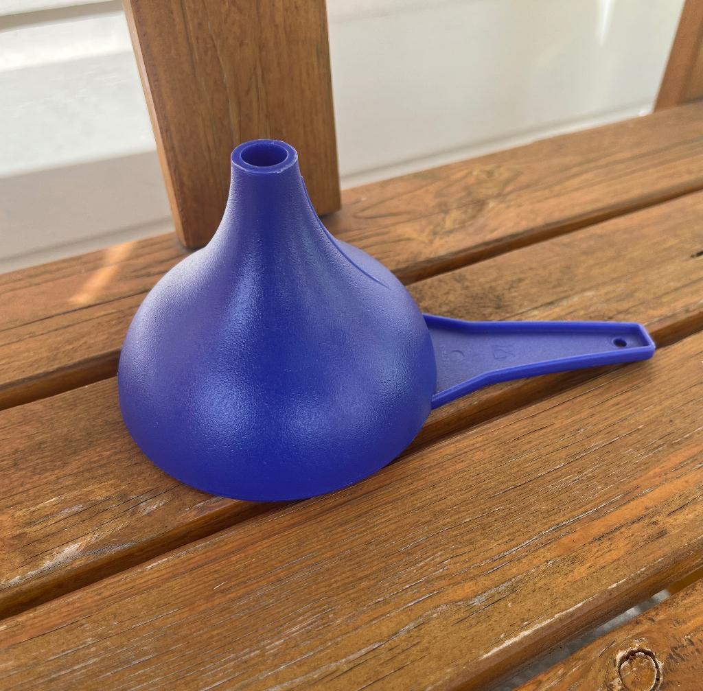 Vintage tupperware trechter blauw, Ophalen of Verzenden, Blauw, Overige typen