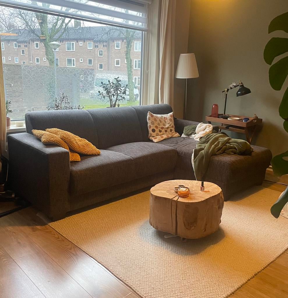 GRATIS - Grijze hoekbank, Huis en Inrichting, Banken | Bankstellen, Ophalen, Gebruikt, 100 tot 125 cm, Hoekbank