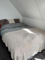 Bed incl verstelbare lattenbodem en indien gewenst matras, Ophalen, Overige materialen, Bruin, Tweepersoons