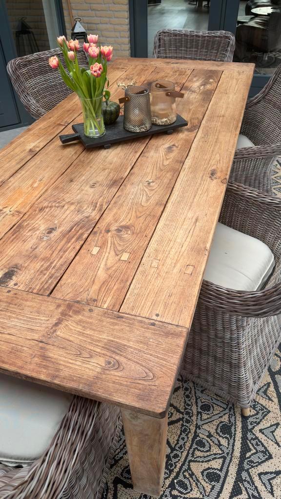 Teakhouten tuintafel met 6 Applebee stoelen, Tuin en Terras, Tuintafels, Gebruikt, Rechthoekig, Teakhout, Ophalen