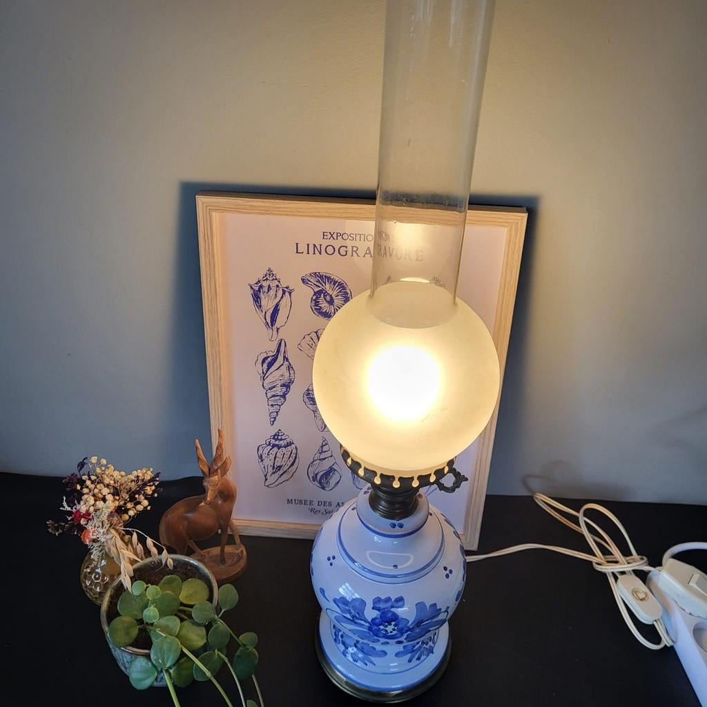 Delfts Blauw Elektrische Olielamp - 63 cm Hoog, Ophalen of Verzenden