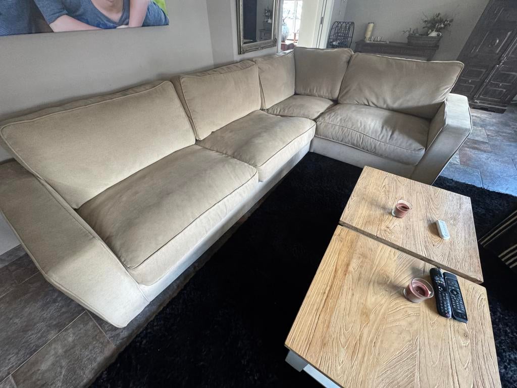 Compartimenten zitbank, zand/beige kleur, Ophalen, Gebruikt, Overige maten, Hoekbank