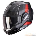 Scorpion Exo -Tech Evo Carbon Cad Systeemhelm, Zwart-Rood, Motoren, Ophalen of Verzenden, Nieuw met kaartje